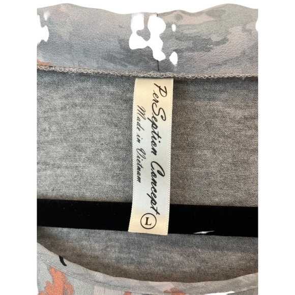 Perceptions Faux Wrap Blouse with Attached Tank High Low Hem Long Sleeve size L - Picture 2 of 4